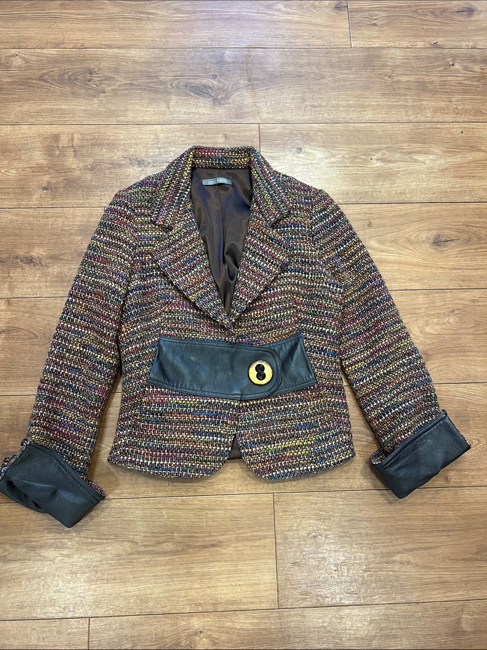 VTG Louis Verdad Tweed Leather Jacket